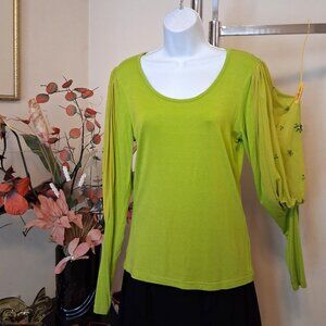 NWT Simon Chang Scoop Neck Blouse Long Sleeve Women’s Top 6